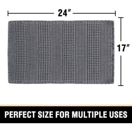 LINGKY Bath Mat Non Slip Anti Mould 40x60 cm - Grey Waffle Bathroom Mat Extra Soft & Comfortable Bathmat Machine Washable Super Water Absorption Shower Mat