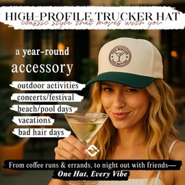 Funky Junque Vintage Green Hats: Embroidered Adjustable Snapback Dad Hat Trucker Baseball Cap Unisex - The Dirtier The Better - Green/Beige