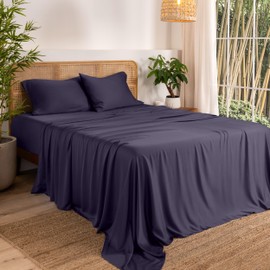 Bare Home 100% Rayon Made from Bamboo Twin XL Sheet Set - 3 Piece Bedding Set - Deep Pockets - Breathable - Easy Fit - Bedding Sheets & Pillowcases (Twin XL, Dusty Purple)