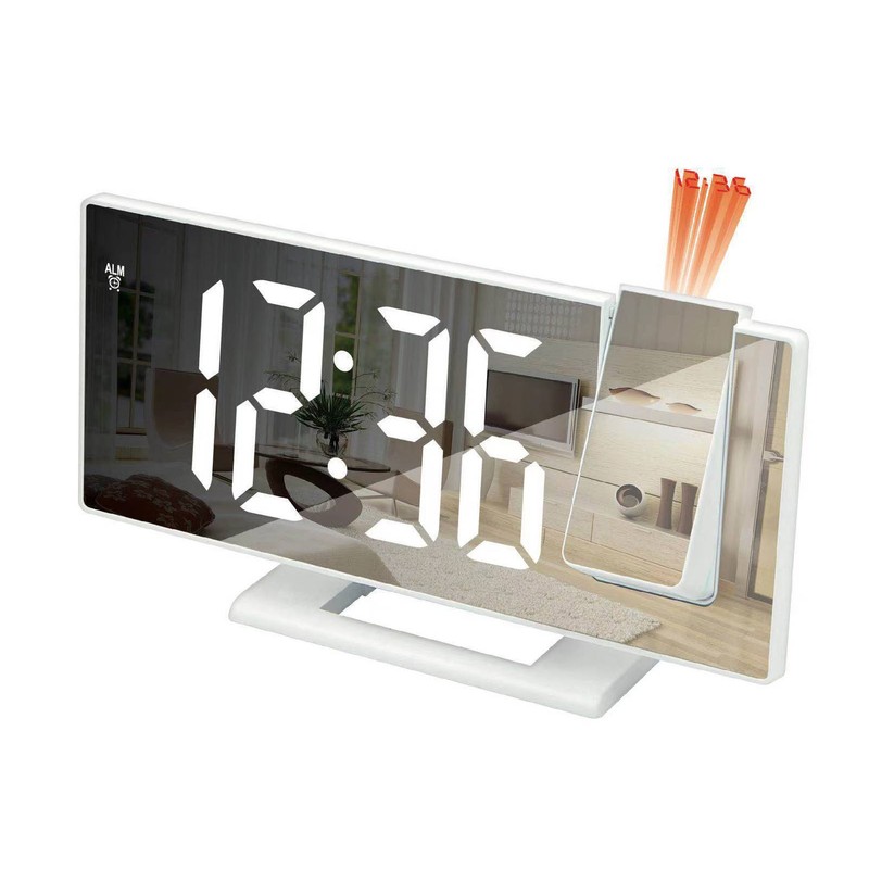 Projection Alarm Clock Large Screen ABS Mirror Surface LED Based