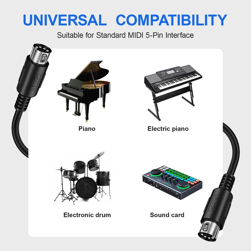 Heams 3 Pack Premium 10FT MIDI Cable, Stable & Fast