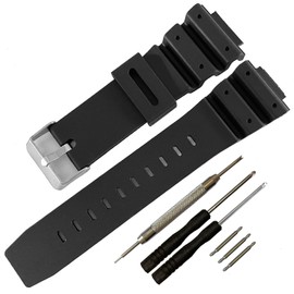G-Shock Watch Band Replacement for Casio DW-5900 DW-6100 DW-6695 DW-6900 G-6900 GW-M5610 DW-5600E GW-6900 (J1, Black/Silver Buckle)