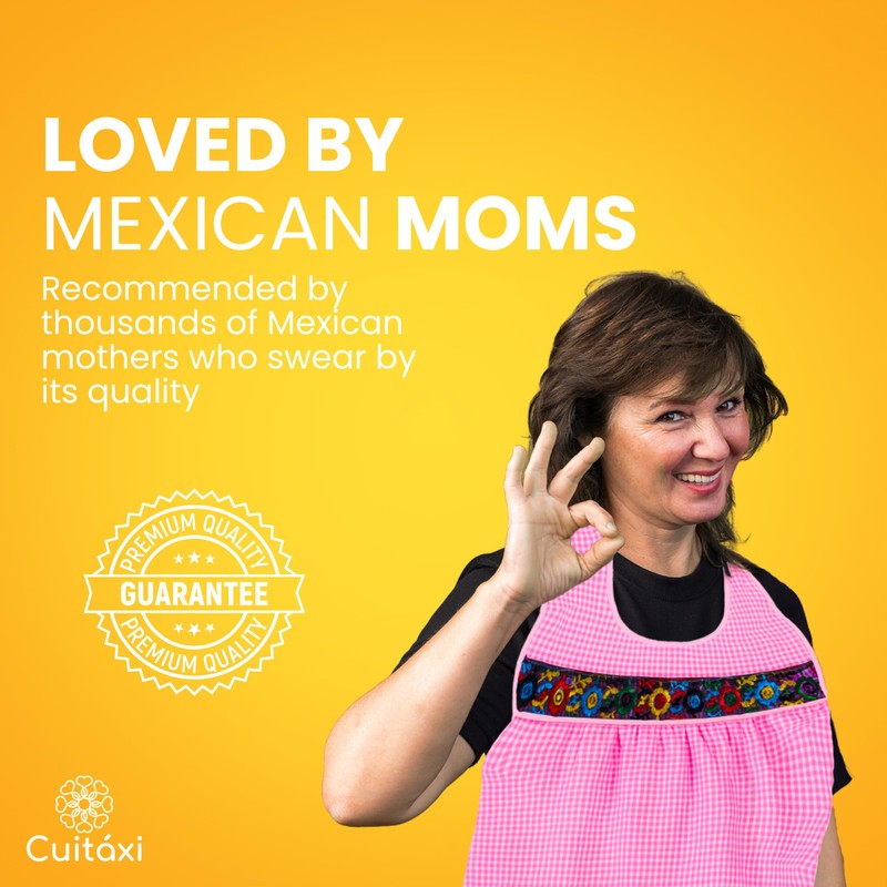 Cuitáxi Traditional Mexican apron for women with pockets beautiful flower