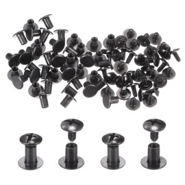 sourcing map 100set Chicago Screws Buttons 5/16" Round Flat Head Zinc Alloy Metal Nail Rivet Studs Metal Studs Rivets Gunmetal for Leather Crafting Bag Belt