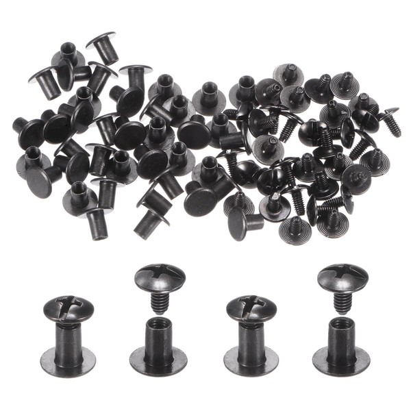 sourcing map 100set Chicago Screws Buttons 5/16" Round Flat Head