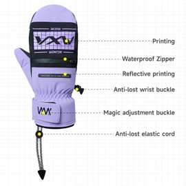VXW Men Women Ski Gloves Windproof Winter Warm Thermal Snow Mittens Skiing Snowmobile Gloves（Large