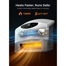 GiveBest Electric Wall Heater with WiFi and Remote Control, Floor or Wall Mounted Heater, Large Room Coverage, 3 Heating Modes, 1500W Fast Heating Space with Thermostat for Indoor Room Use