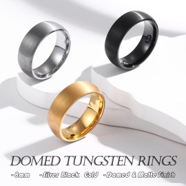 Adreamz 8mm Womens Silver Tungsten Wedding Ring Wedding Band For Men Women Domed Brushed, 10.5, Tungsten Carbide, No Gemstone