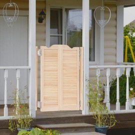 CNCEST Swinging Doors - Western Style Pine Wood Louvered Door (32"x42")