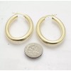 HSN 1.5" Technibond Plain Oval Hoop Earrings 14K Yellow Gold