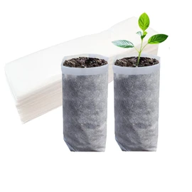 Belit 100 Pcs 10.2" H Deep Nursery Grow Bags, Non-Woven Plants Pots Container for Starting Rooted Plants Vegetable, Flower, Seedling Tree