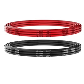 Electrical Wire 12 AWG 12 Gauge Silicone Wire Hook Up Wire Cables 20 Feet [10 ft Black and 10 ft Red] Soft and Flexible 680 Strands 0.08 mm of Tinned Copper Wire High Temperature Resistance (12AWG)