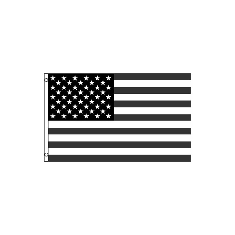 Black & White USA Flag 3x5ft Poly