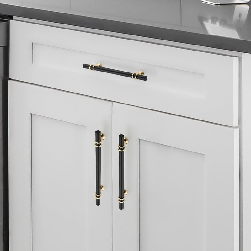 Ravinte Hardware 5 Pack 8-13/16 Inch Matte Black&Gold Cabinet Pulls