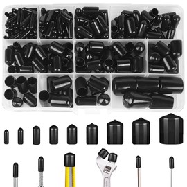 Ysimple 211pcs Rubber end Caps - Vinyl Round Tube Bolt Cap 9 Different Sizes, Black Vinyl Cover Screw Thread, Vinyl Tube Flexible Pipe Post Bolt Cap, Vinyl Round end Caps Comes With Box