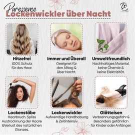 PURESSENSE Beauty Lockenwickler über Nacht für Locken ohne Hitze – Heatless Curls Band – Haarnudel Set für hitzefreie Overnight Curls & Blowout Hair – Lockenband für grosse Locken (Pink, 155 cm).
