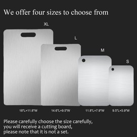 304 Stainless Steel Cutting Board Double Sided Cutting Boards for Kitchen Home Outdoor Camping Dishwasher Safe Easy to Clean 14.6"×9.5" - Large