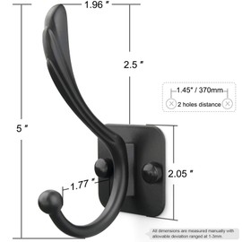 Arks Royal Coat Hooks Heacy Duty, Decorative Wall Mount Hanger, 6 Pack