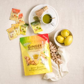 Prince of Peace Instant Ginger Honey Crystals Assorted (Lemon, Turmeric, Matcha), 30 Sachets - pack of 2 – Instant Hot or Cold Beverage that Soothes Throat – Easy to Brew – Drink Like a Tea – Gluten Free – Real Ginger
