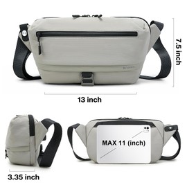 BG FUTURE AESTHETICS Waterproof Bum Bag Men's Sling Bag Crossbody Bag Space Saving Lightweight Everyday Travel Outdoor Sports, gray, Contemporary