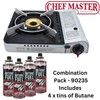 12,000 BTU Portable Butane Camping Stove with 4 x 8oz.