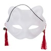 Clear Stone Japanese Style Mask Cat Half Face White Flame