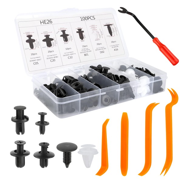 Pack of 105 Car Clips, Mounting Clips, Car Tool Attachment