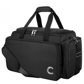 CORE V2 Barber Bag with Durable Zippers/Large Organizer Travel Tote with Adjustable Dividers and Removable Shoulder Strap, Black 16" X 9" X 10.5" (Bag Only)