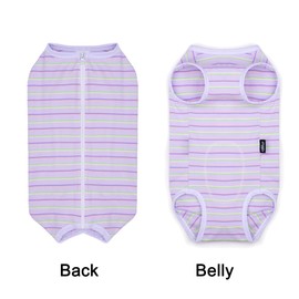 Puppy Striped Recovery Suit for Female Male Dogs Cats,Zip Up Dog Onesie Recovery Shirt Abdominal Wounds,Professional Spay Neuter Dog Pet Bodysuit After Surgery Wear Anti Licking Wounds
