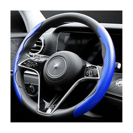 Carbon Fiber Steering Wheel Cover,Men's and Women's Safe and Non Slip Car Accessory,38cm Universal Auto Car Steering Wheel Cover,Steering Accessories for Car,Great Gifts (Blue)
