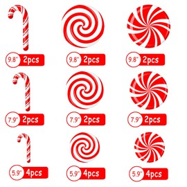 CIOEY Peppermint Floor Decals 24 Pieces Large Stickers for Christmas Candy Land Party Decorations, Store Decor Floor Windows Walls Winter Holiday Decoration Supplies, Red and White