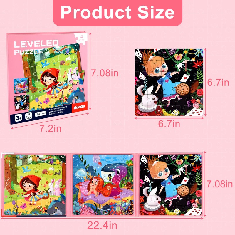 NEBURORA 75 Pieces Magnetic Puzzles for 2-5 Year Olds,Travel Games