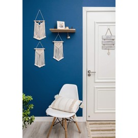 Mkouo Macrame Wall Hanging Small, Set of 3 Art Woven Wall Decoration Boho Chic Home Decor for Home Bedroom Living Room Gallery, 20 cm (W) x 35 cm (L)