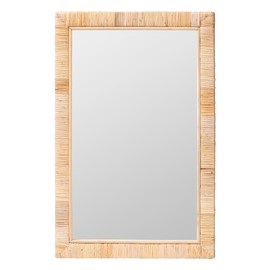 bali & pari Lankston Bohemian Natural Rattan Rectangular Accent Wall Mirror