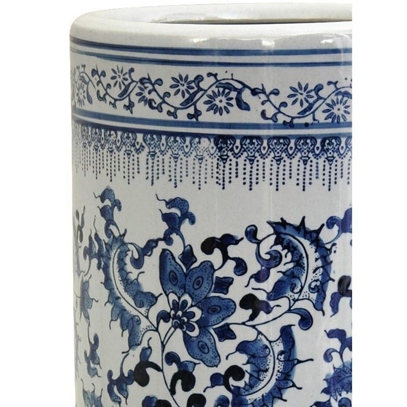 Red Lantern Oriental Furniture 24" Floral Blue & White Porcelain