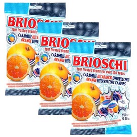 Brioschi Orange Flavored Effervescent Fizzy Digestive Italian Candies (5.29 oz (Pack of 3))