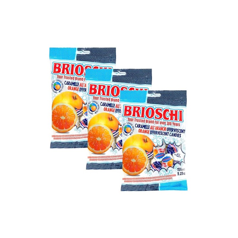 Brioschi Orange Flavored Effervescent Fizzy Digestive Italian Candies (5.29 oz