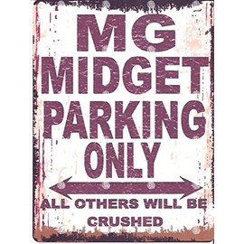TRACY'S SIGNS 8x10in MG MIDGET PARKING SIGN RETRO VINTAGE STYLE 8x10in 20x25cm CAR SHED TIN GARAGE WORKSHOP WALL ART