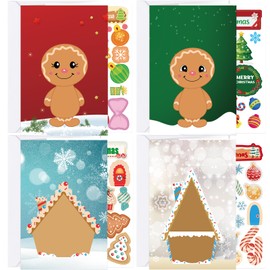 ceiba tree Gingerbread House Cards 20 Pack Christmas Cards with Stickers and Envelopes for Kids Gingerbread Man Holiday Greeting Card Bulk DIY Make Your Own Christmas Cards