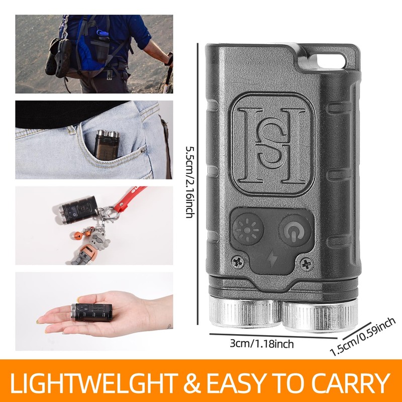 KunHe K2 2 Pack 1000 High Lumens Pocket Flashlight Keychain