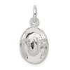 Solid 925 Sterling Silver Pendant Cowboy Hat Charm (17mm x