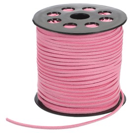 PATIKIL 100 Yards x 2.6mm Faux Suede Leather Cord, Leather Lace String for Bracelet Necklace Beading Making DIY Crafts, Light Pink