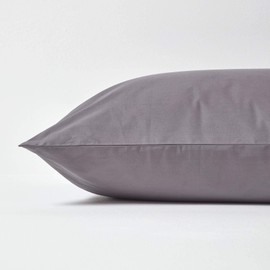 HOMESCAPES Percale Cushion Cover, 40 x 40 cm, Dark Grey, Cushion Cover with Zip, 100% Egyptian Cotton, 200 Thread Count