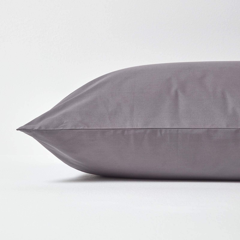 HOMESCAPES Percale Cushion Cover, 40 x 40 cm, Dark Grey,