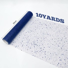 Tulle Fabric Glitter Dark Blue 30 cm x 9.1 Metres, Tulle Ribbon Table Runner Glitter, Roll Tulle for Christmas, Wedding, Party, Birthday, Christmas Tree Clothing, Decoration Crafts