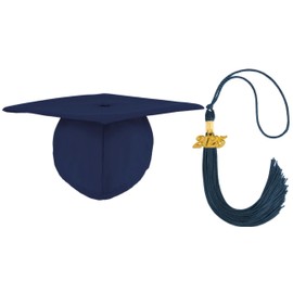 GRADFTY Unisex Adult Matte Graduation Cap with 2025 Tassel for High School & Bachelor Master，Navy Blue Grad Hat