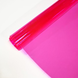 JERLITU Pink Transparent PVC Vinyl 30cm X 122cm, 0.5mm Solid Color Waterproof Fabric Super Clear Roll for Making Handags DIY Decor Fashion Accessories Such as Hair Ornaments