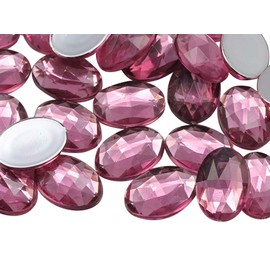 KraftGenius 25x18mm Pink Rose H112 Oval Flat Back Acrylic Jewels High Quality Pro Grade - Pack of 20