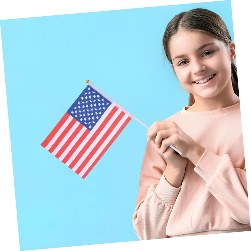 Levemolo Pack American Flags Hand Held Stick Flags Polyester USA