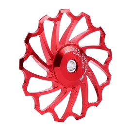 Pack of 2 Bicycle Ceramic Pulley Aluminium Alloy Bicycle Guide Wheel 11T 13T Rear Derailleur Road Mountain Bike Guide Roller Wheel (13T Red-Red)